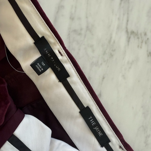 Ann Taylor The Petite Jayne Trouser Velvet Pant Mauve Rose Size 10P New - Picture 6 of 7